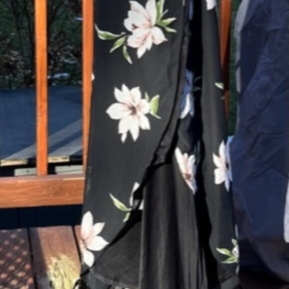 Lulus NWT All Mine Black Floral Print High-Low Lined Maxi Wrap Dress Size XS - Picture 6 of 15
